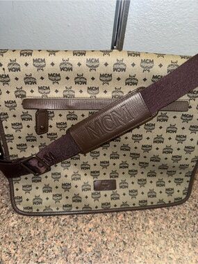 MCM Brown Monogram Canvas Crossbody Messenger/laptop Bag NWOT